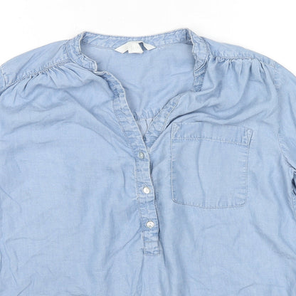 Womens UK Size 6 H&M Blue Basic Button-Up