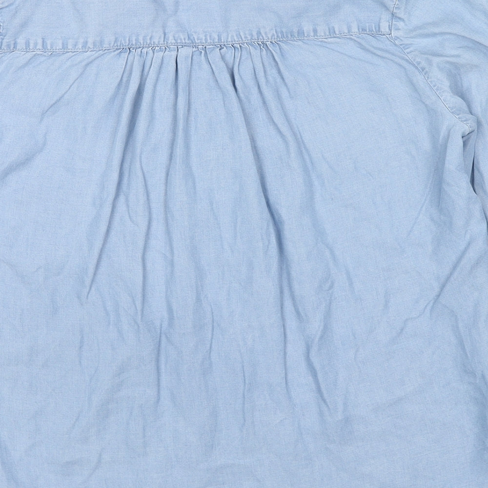 Womens UK Size 6 H&M Blue Basic Button-Up