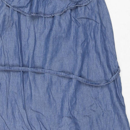 H&M Womens Blue Lyocell Tank Dress Size 10 Off the Shoulder Pullover