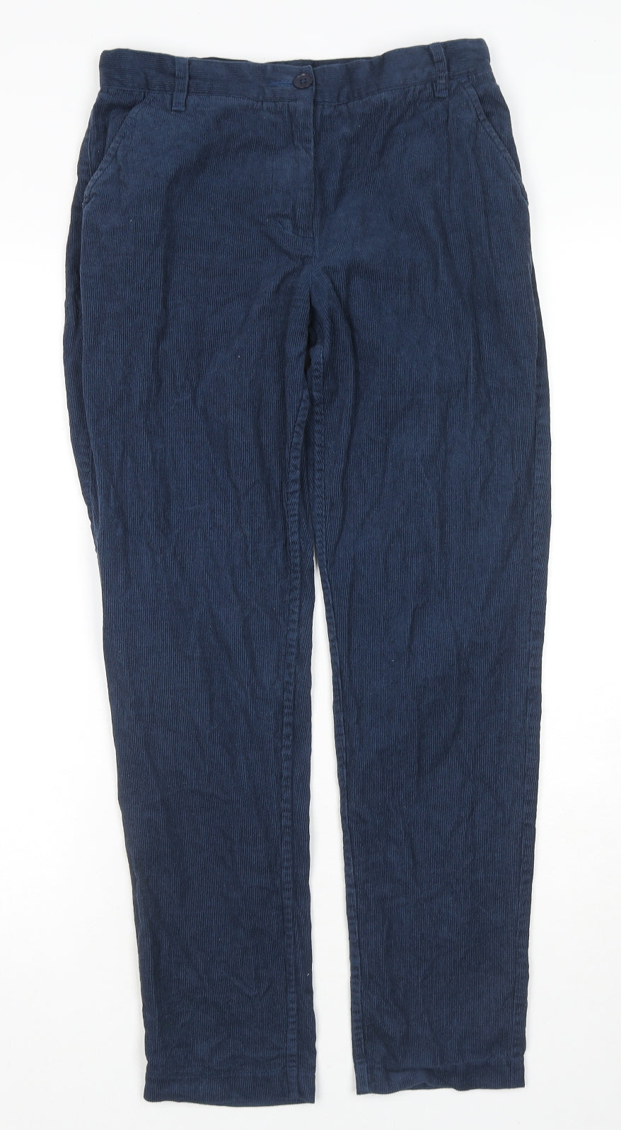 People Tree Womens Blue Cotton Trousers Size 8 L28 in Regular Zip