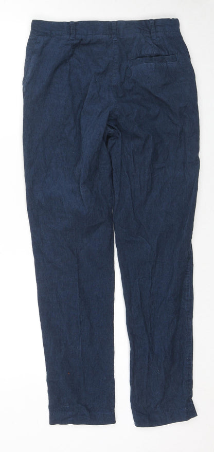 People Tree Womens Blue Cotton Trousers Size 8 L28 in Regular Zip