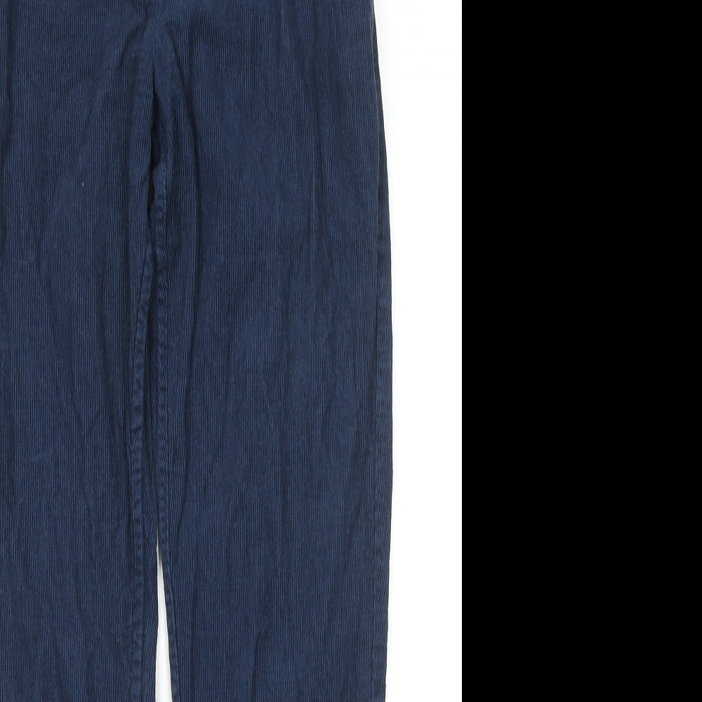 People Tree Womens Blue Cotton Trousers Size 8 L28 in Regular Zip