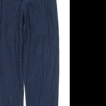 People Tree Womens Blue Cotton Trousers Size 8 L28 in Regular Zip