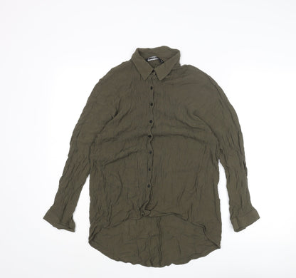 Womens UK Size M Zara Green Basic Button-Up