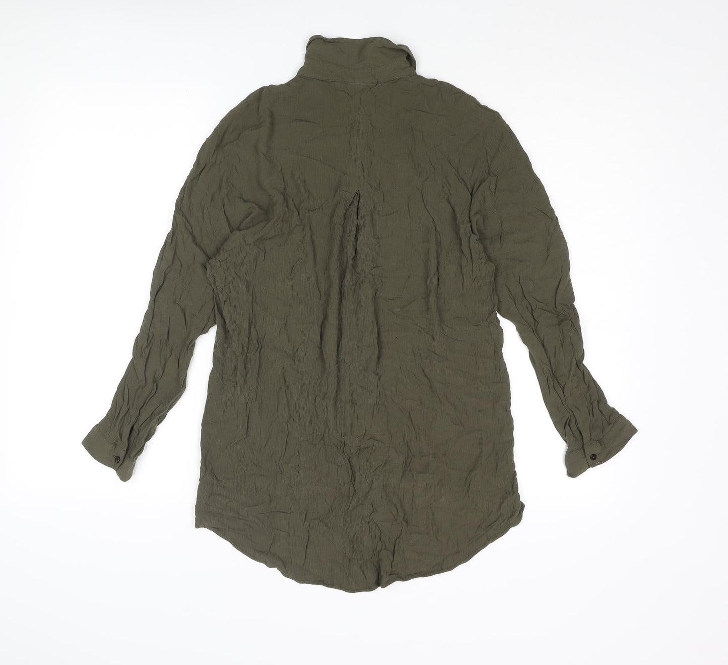 Womens UK Size M Zara Green Basic Button-Up