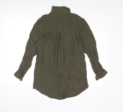 Womens UK Size M Zara Green Basic Button-Up