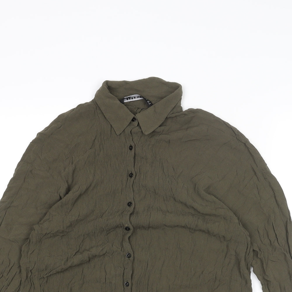 Womens UK Size M Zara Green Basic Button-Up