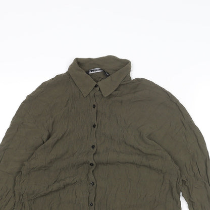 Womens UK Size M Zara Green Basic Button-Up