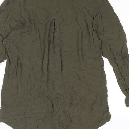 Womens UK Size M Zara Green Basic Button-Up