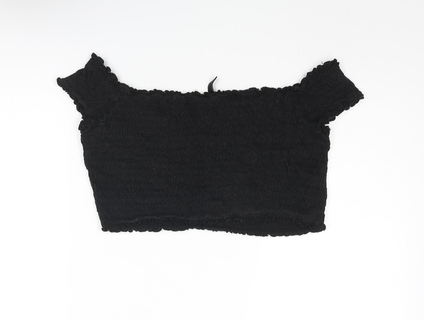 Womens UK Size L Divided by H&M Black Cropped Blouse