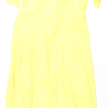 PRETTYLITTLETHING Womens Yellow Polyester Mini Size 10 One Shoulder Zip - Pleated