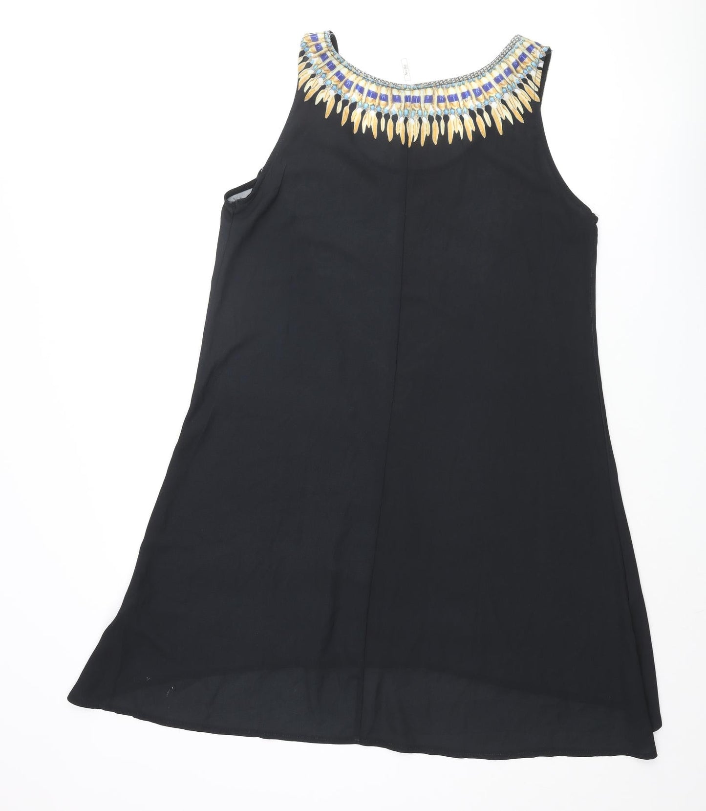 Stella Morgan Womens Black Polyester Shift Size 12 Scoop Neck Pullover - Gemstone Print