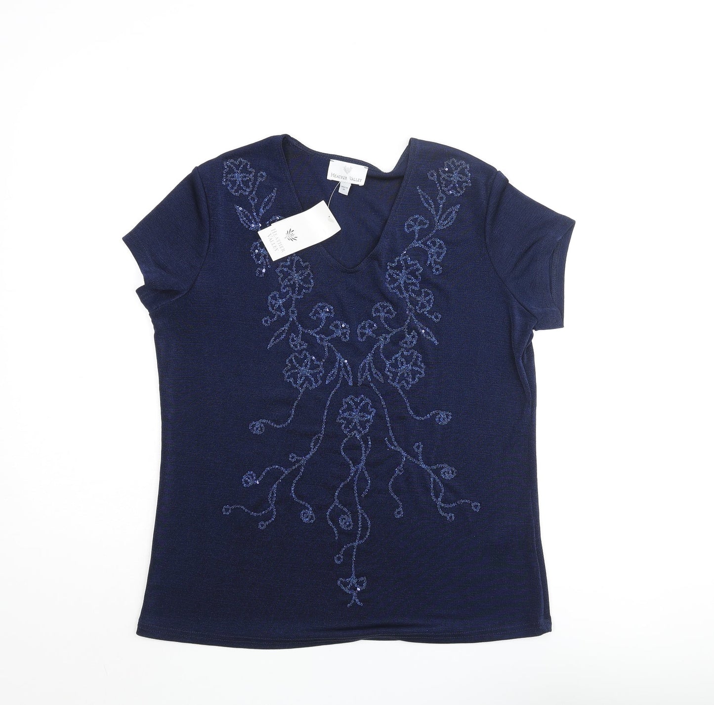 Womens UK Size 12 Heather Valley Blue Basic Blouse