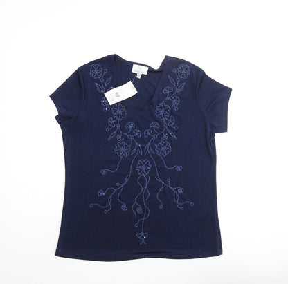 Womens UK Size 12 Heather Valley Blue Basic Blouse