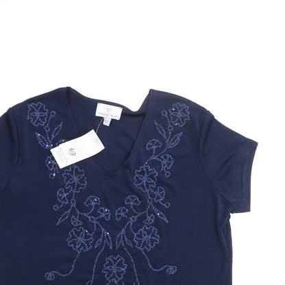 Womens UK Size 12 Heather Valley Blue Basic Blouse