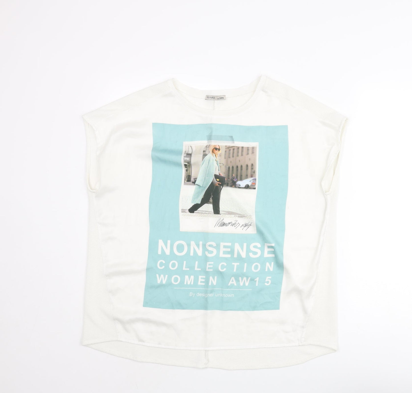Womens UK Size L Zara White Basic Blouse