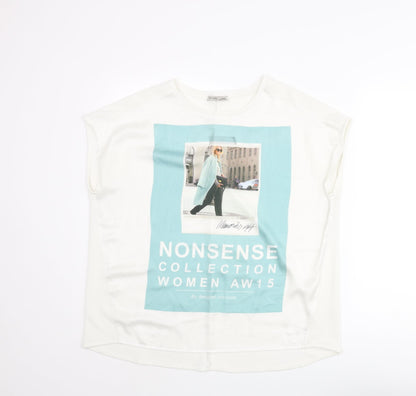 Womens UK Size L Zara White Basic Blouse