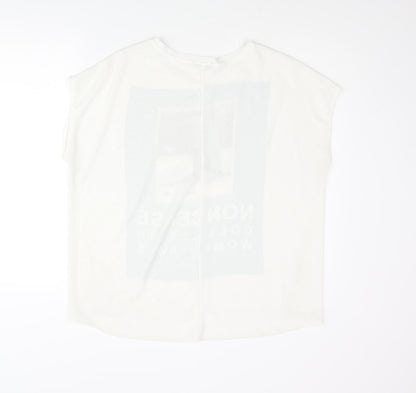 Womens UK Size L Zara White Basic Blouse