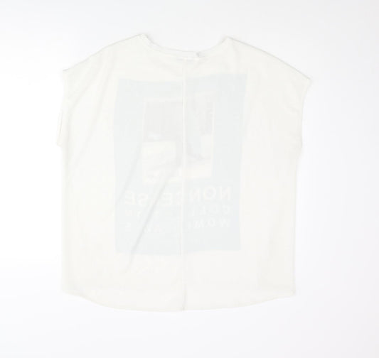 Womens UK Size L Zara White Basic Blouse
