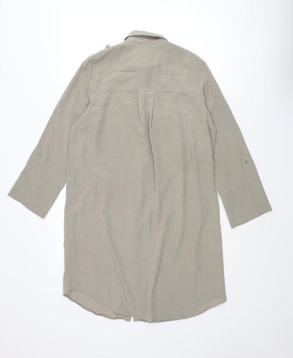 River Island Womens Grey Polyester Shirt Dress Size 10 Collared Button