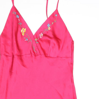BHS Womens Pink Polyester A-Line Size 10 Sweetheart Pullover - Floral Embroidery