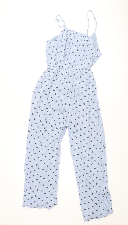 Alisha & Chloe Womens Blue Geometric Viscose Jumpsuit One-Piece Size M L27 in Pullover - Heart Print