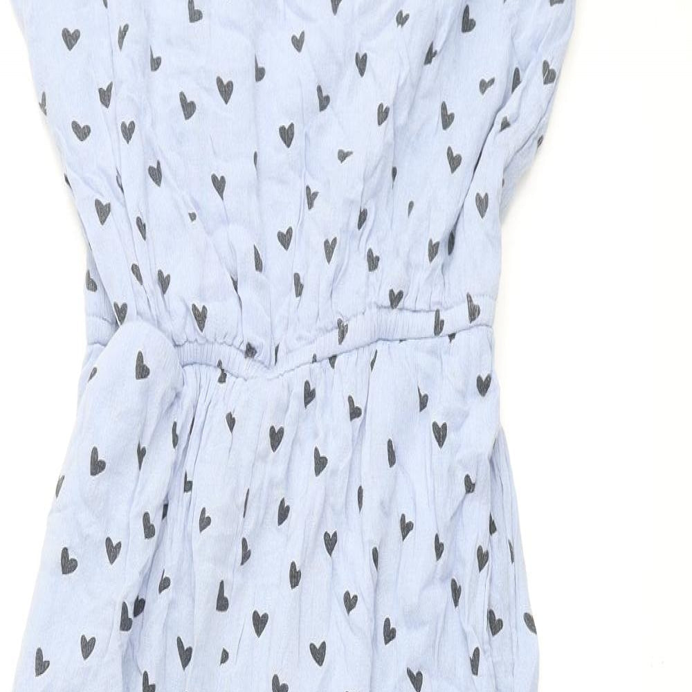 Alisha & Chloe Womens Blue Geometric Viscose Jumpsuit One-Piece Size M L27 in Pullover - Heart Print