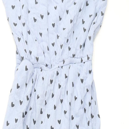 Alisha & Chloe Womens Blue Geometric Viscose Jumpsuit One-Piece Size M L27 in Pullover - Heart Print