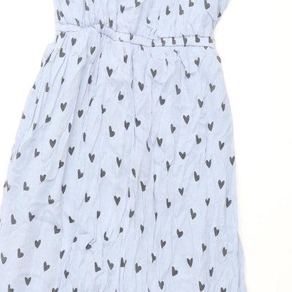 Alisha & Chloe Womens Blue Geometric Viscose Jumpsuit One-Piece Size M L27 in Pullover - Heart Print