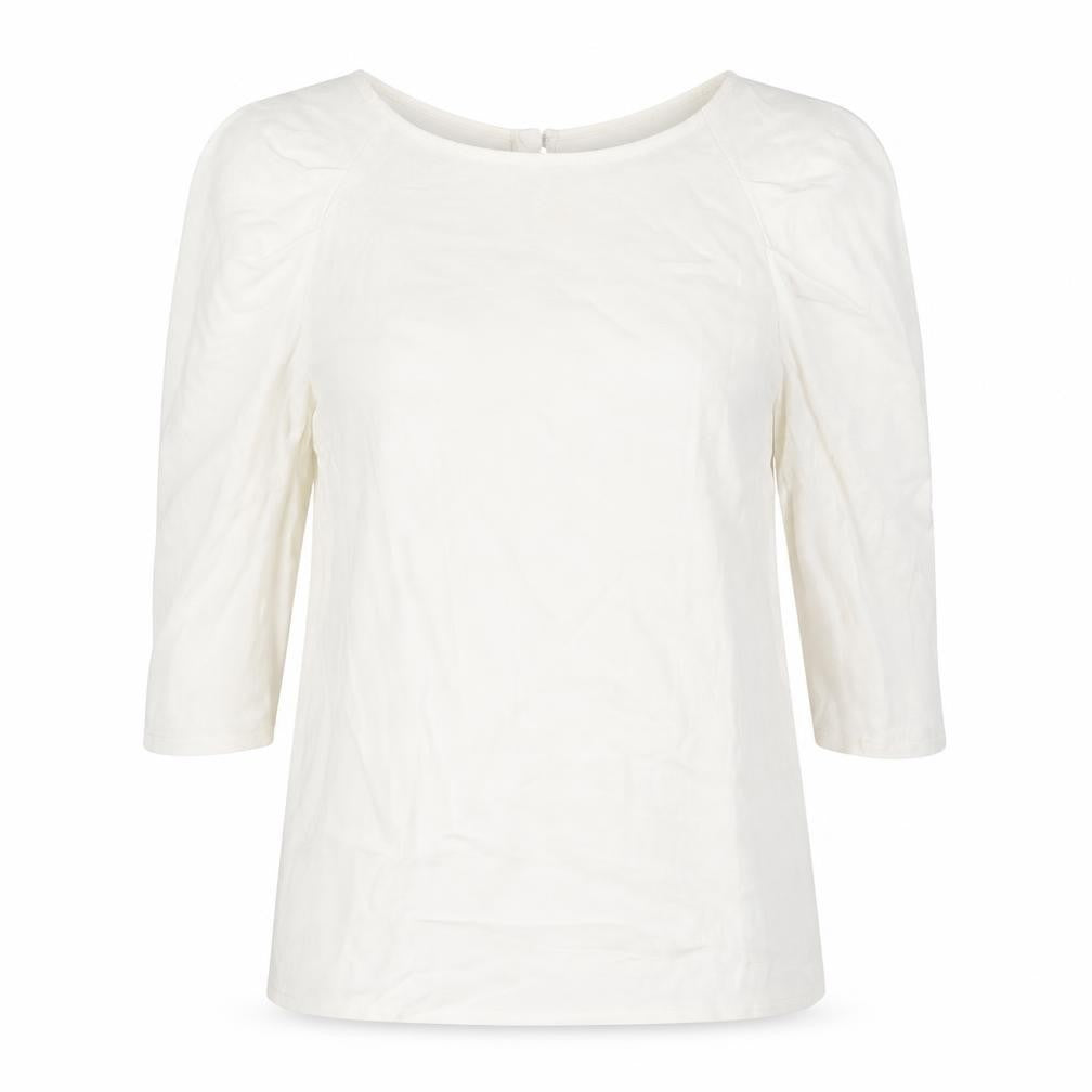 Zara Womens Ivory Viscose Basic Blouse Size L Round Neck - Star Button