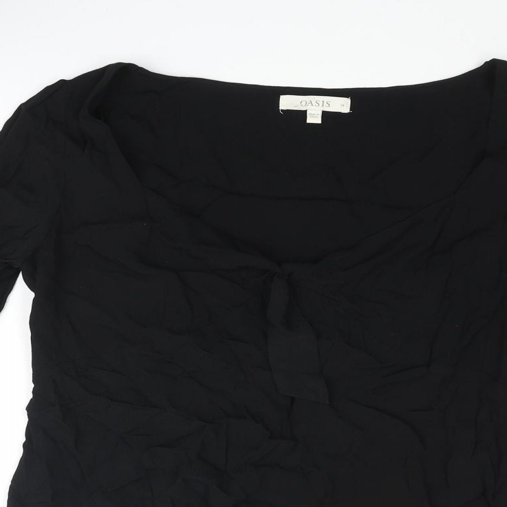 Womens UK Size 16 Oasis Black Basic Blouse