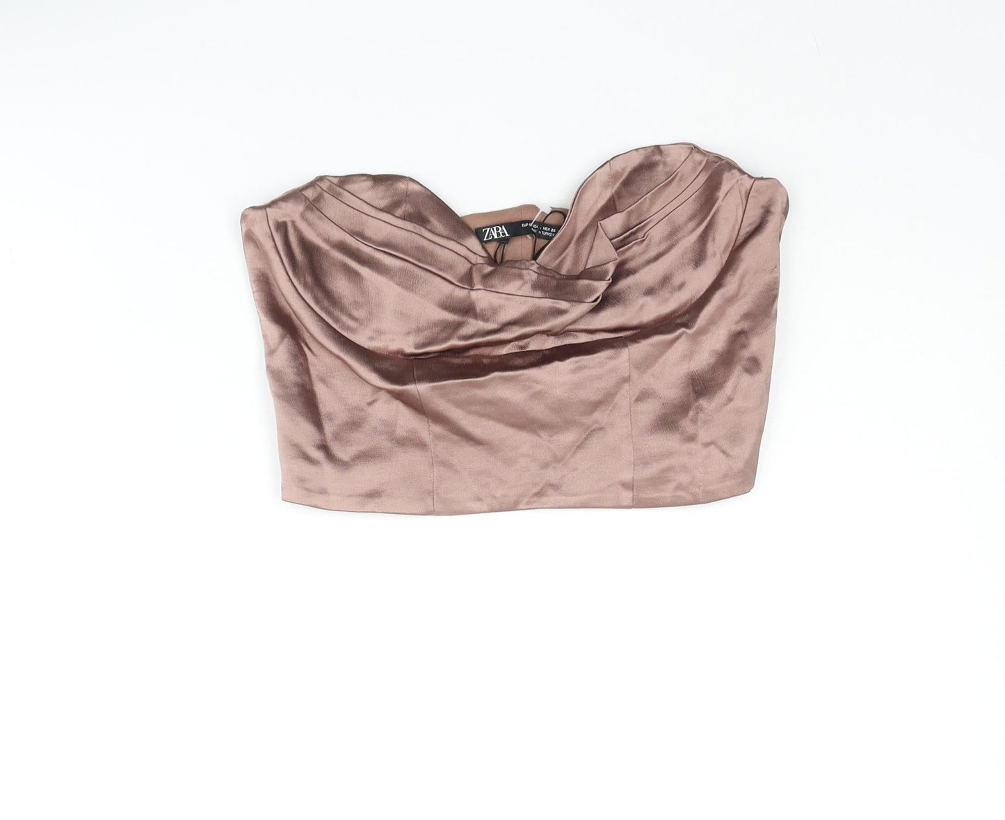 Womens UK Size S Zara Brown Cropped Blouse