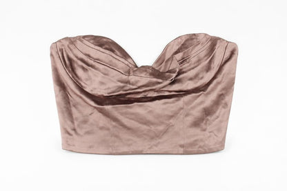 Womens UK Size S Zara Brown Cropped Blouse