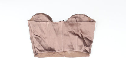 Womens UK Size S Zara Brown Cropped Blouse