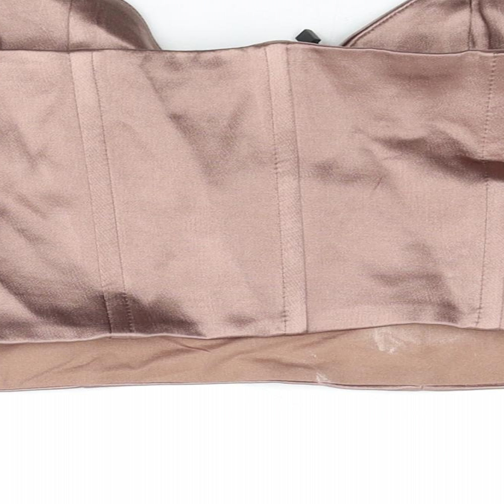 Womens UK Size S Zara Brown Cropped Blouse