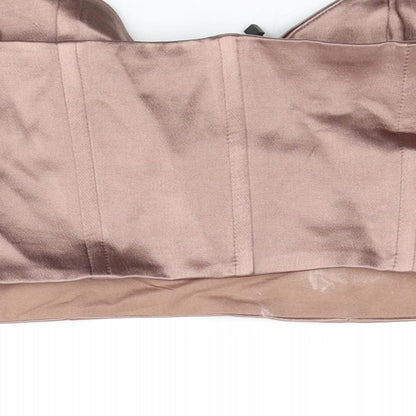 Womens UK Size S Zara Brown Cropped Blouse