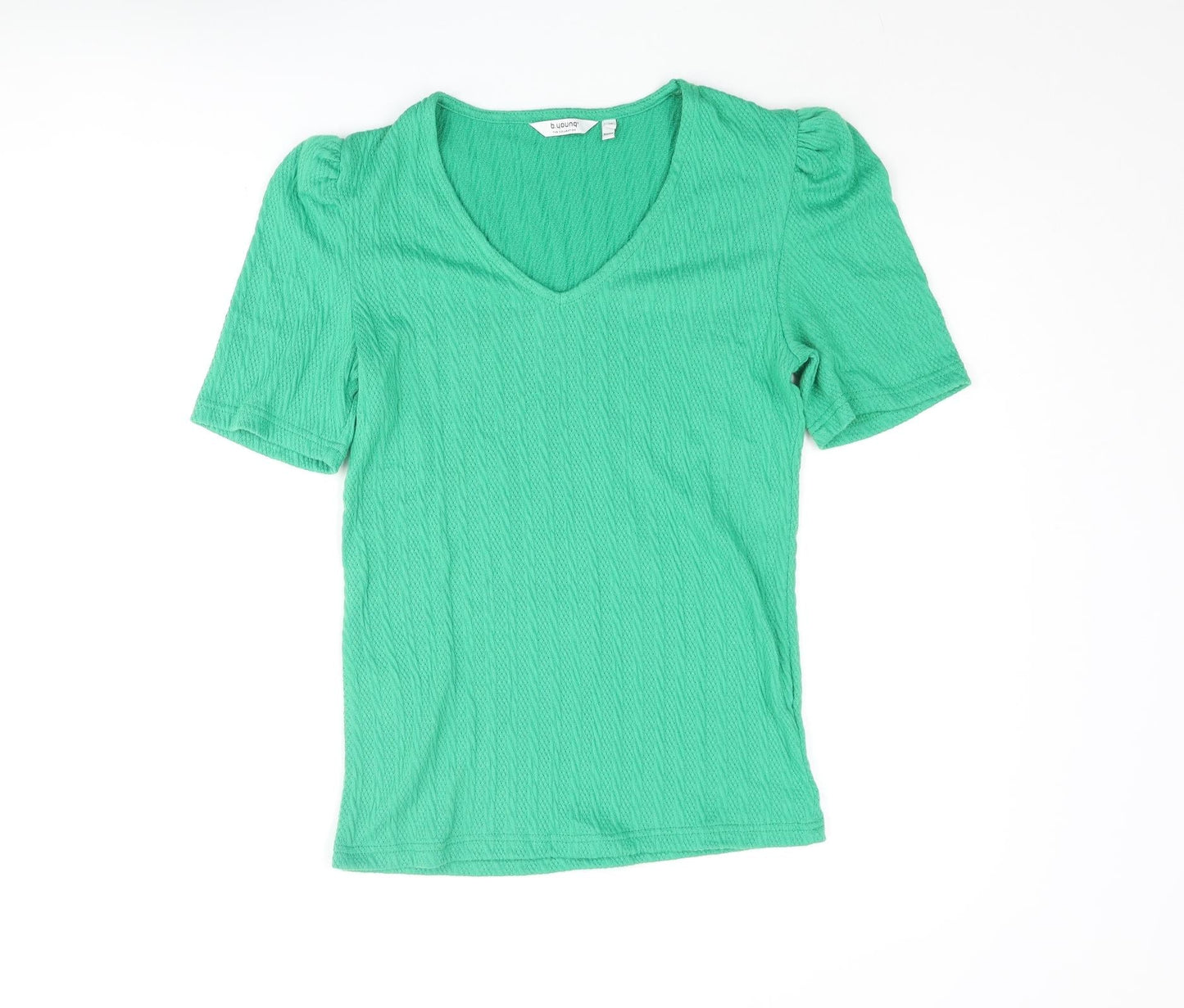 b.young Womens Green Polyester Basic Blouse Size M V-Neck