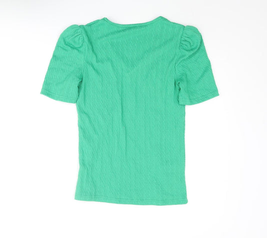 b.young Womens Green Polyester Basic Blouse Size M V-Neck