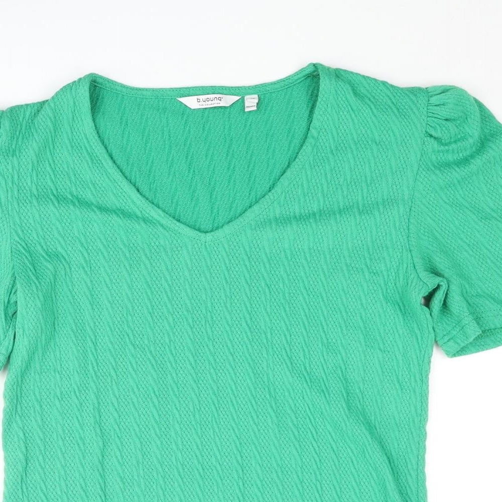 b.young Womens Green Polyester Basic Blouse Size M V-Neck