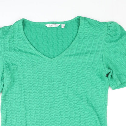 b.young Womens Green Polyester Basic Blouse Size M V-Neck