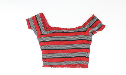 Womens UK Size 8 New Look Red Cropped Blouse