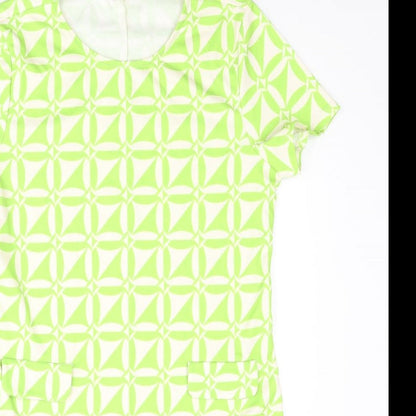 River Island Womens Green Geometric Polyester Shift Size 12 Round Neck Pullover - Pocket Detail
