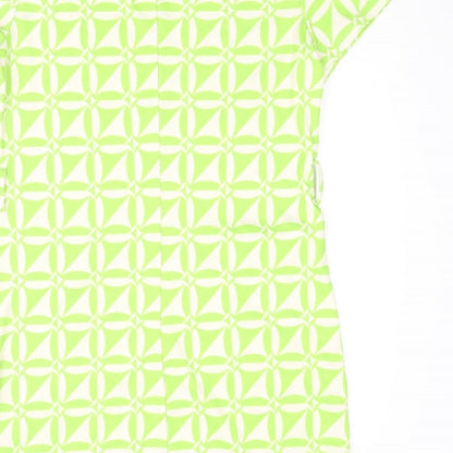 River Island Womens Green Geometric Polyester Shift Size 12 Round Neck Pullover - Pocket Detail