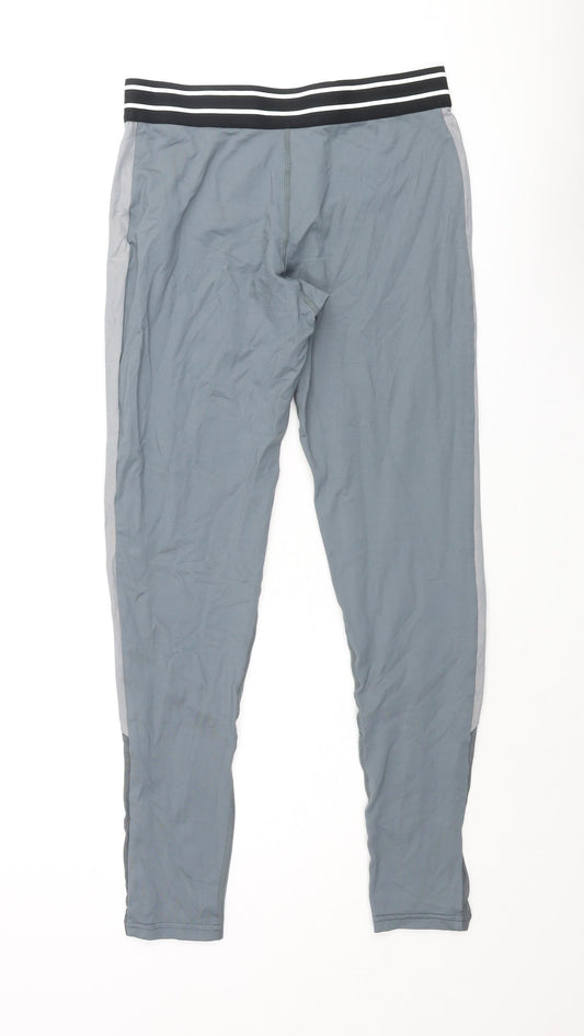 Pink Soda Womens Blue Polyamide Cropped Leggings Size 8 L25 in Regular Pullover - Taped Sides Mesh Detail Logo