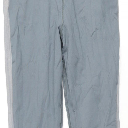 Pink Soda Womens Blue Polyamide Cropped Leggings Size 8 L25 in Regular Pullover - Taped Sides Mesh Detail Logo