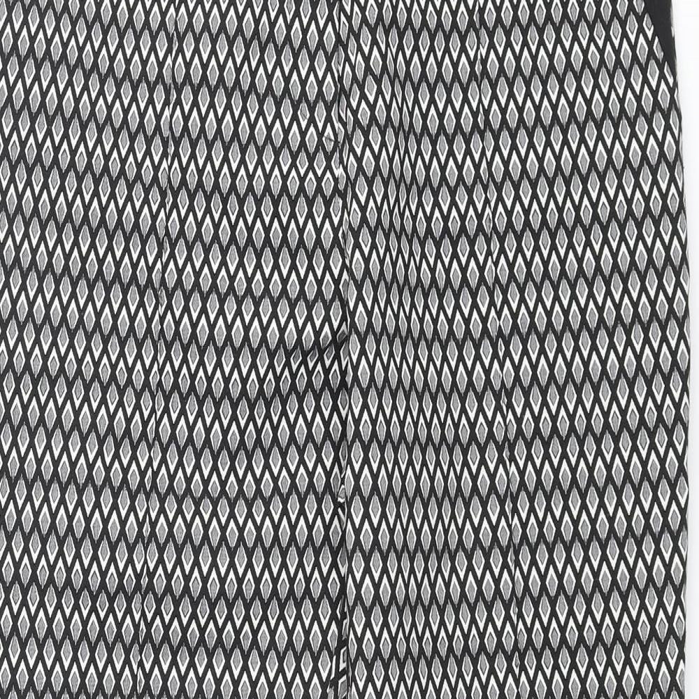 Topshop Womens Black Geometric Polyester Dress Pants Trousers Size 10 L25 in Regular Zip