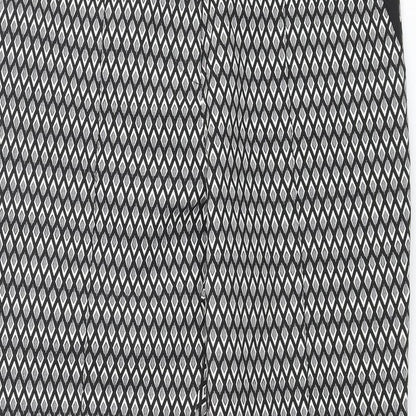 Topshop Womens Black Geometric Polyester Dress Pants Trousers Size 10 L25 in Regular Zip