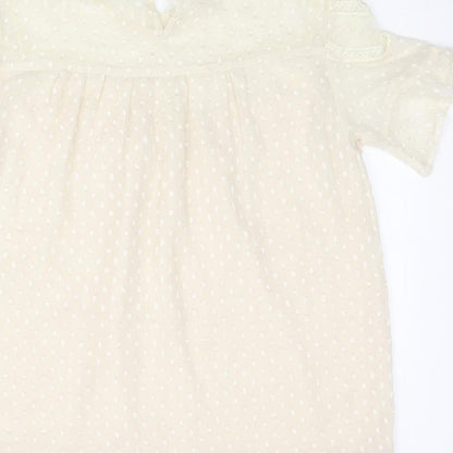 New Look Womens Ivory Polyester Basic Blouse Size 12 Mock Neck - Lace Detail