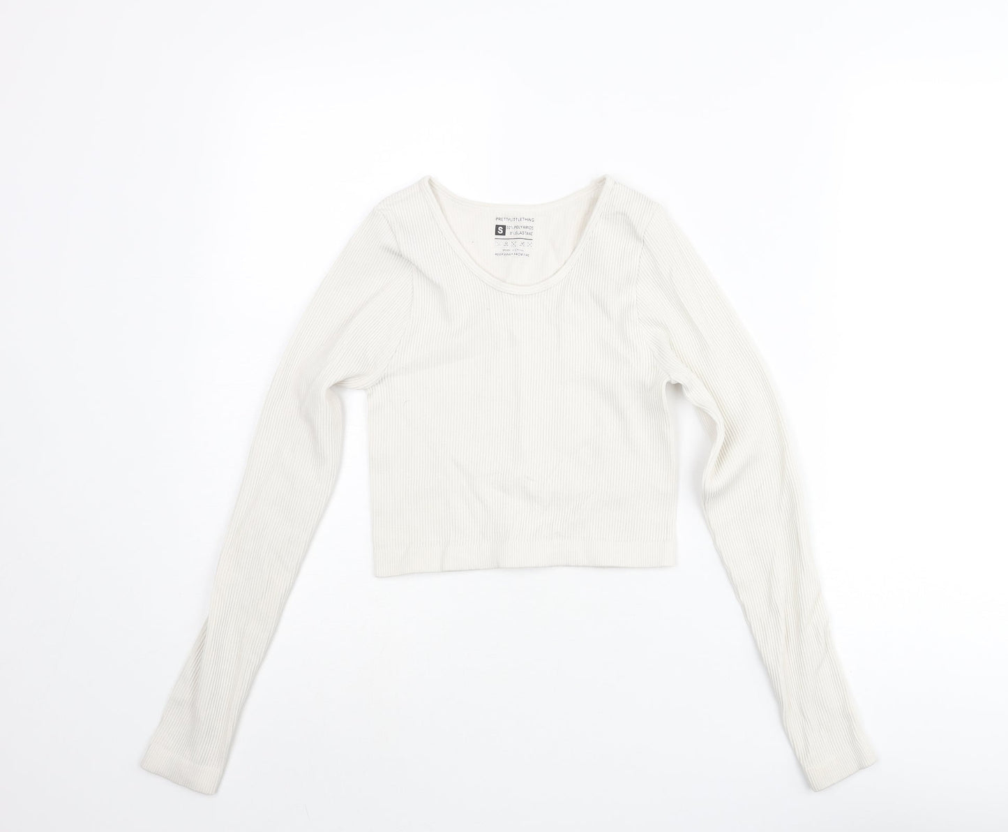 Womens UK Size S PRETTYLITTLETHING Ivory Cropped T-Shirt