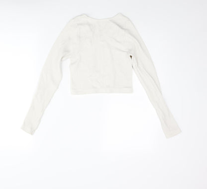 Womens UK Size S PRETTYLITTLETHING Ivory Cropped T-Shirt